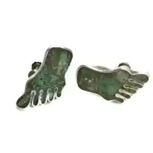 Feet FOOT Fetish Sterling Silver & Turquoise Earrings Taxco Mexico 925 Screw